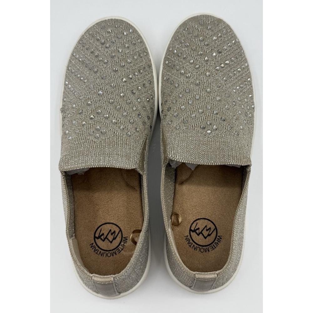 White Mountain Sparkly Bling Sneaker Slip On Shoe Sz 7 Metallic Taupe - Picture 6 of 9
